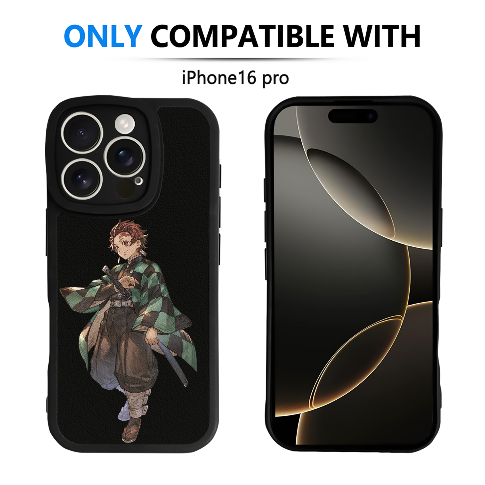 （画像用） 鬼滅の刃 竈門 炭治郎／かまど たんじろう Kamado Tanjirou 【iPhone 16シリーズ対応】シリコンスマホケース（レザー調） 材質：シリコン